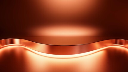 Fototapeta premium Copper metallic podium on a solid background, creating a sleek and minimal product backdrop