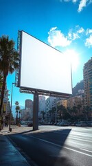 Blank urban billboard in city street, ready for advertising, clean backdrop