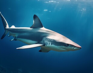 Naklejka premium Tiburón blanco azul el mar, Realista