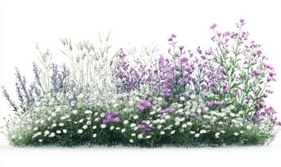 Obraz premium photorealistic flat view of wild flowers bush