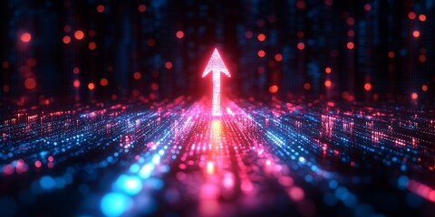 Upward arrow showing business growth and success in futuristic design