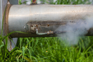Corrosion rusty through socket tube steam gas leak pipeline