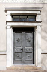 Historicism style architectural facade details, door, Europe, Latvia