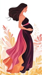 Pregnant woman in a flowing gown.
