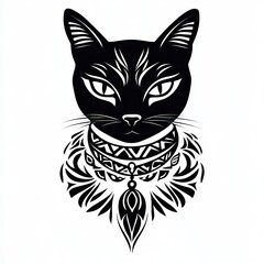 Black cat with tribal collar.