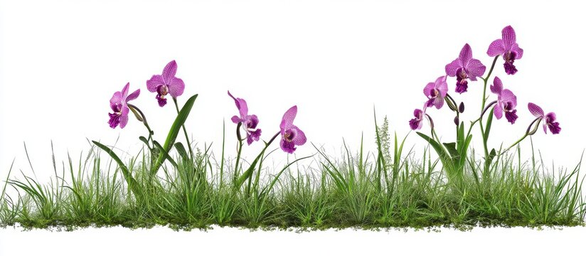 Orchid Papilionanda singapore in the field with grass side view
