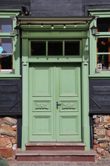 Historicism style architectural facade details, door, Europe, Latvia