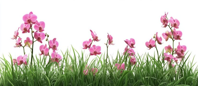 Orchid Papilionanda singapore in the field with grass side view