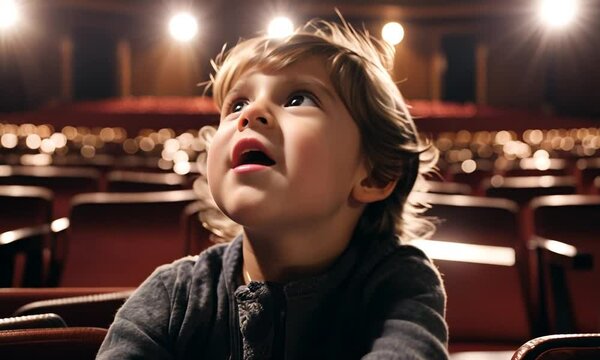 Boy singing in a theater.