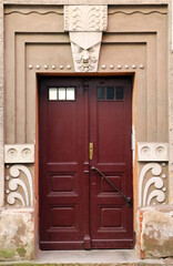 Art Nouveau style architectural facade details, door, Europe, Latvia