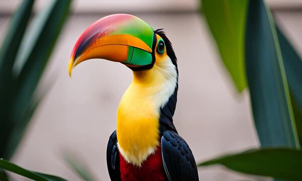 Toucan with a colorful beak.