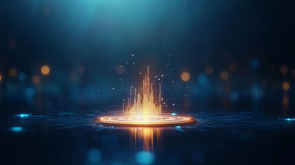 Fototapeta premium Dynamic visual of a glowing vortex emitting vibrant sparks and light, set against a dark, blurred background.