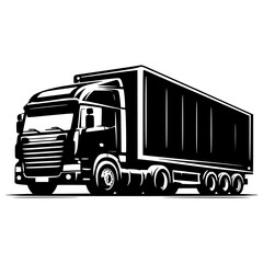 Container truck silhouette vector isolated on white background  © PixelSaga MH2 