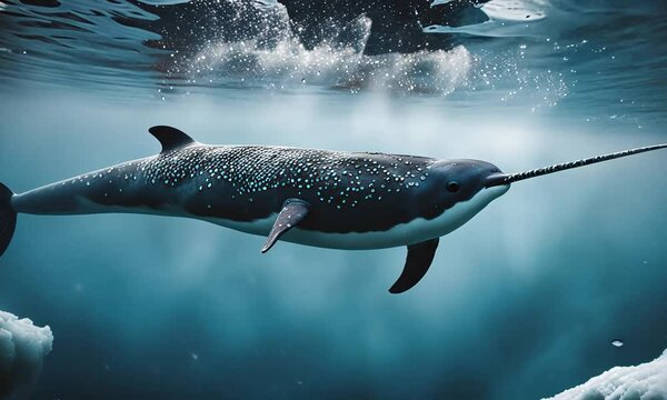 Narwhal in the sea.
