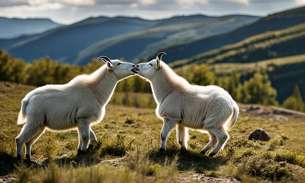 Goat fight on the mountain.