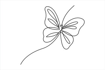 Continuous one line art drawing of butterfly design minimalism outline vector art illustration

