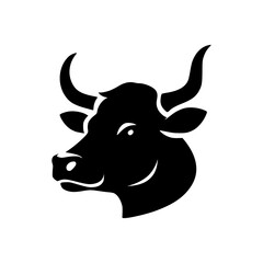 Cow logo silhouette vector with white background 