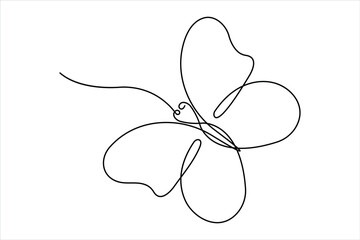 Continuous one line art drawing of butterfly design minimalism outline vector art illustration


