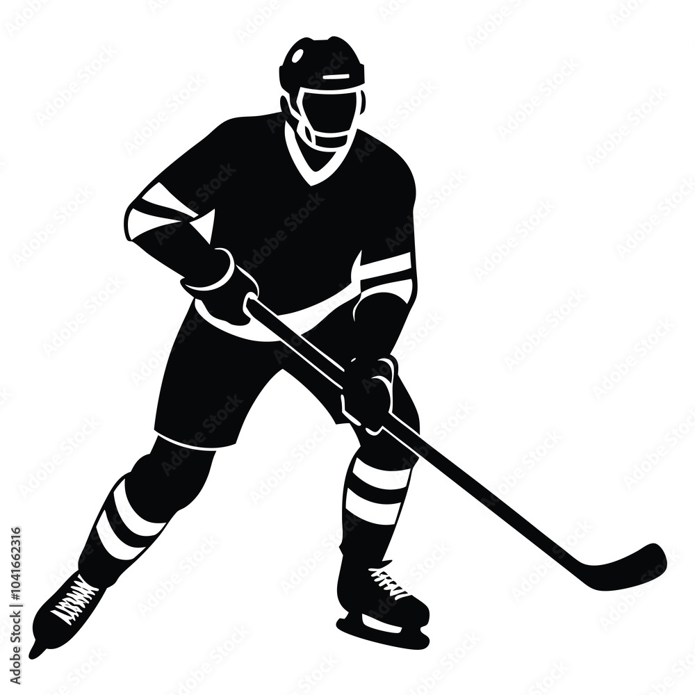 Poster Dynamic Hockey Player Silhouette Vector.