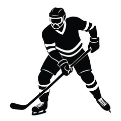 Dynamic Hockey Player Silhouette Vector.