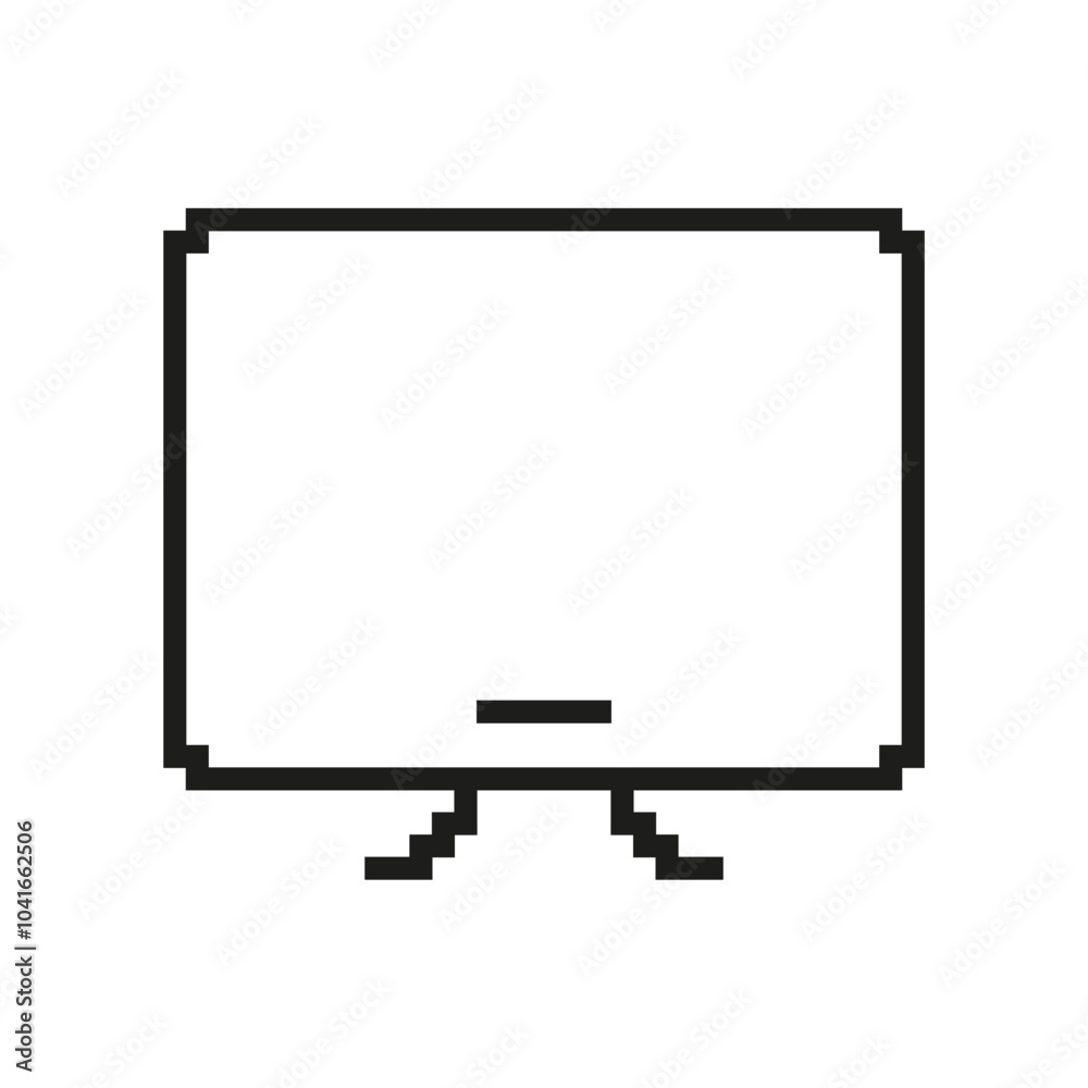 Poster desktop monitor icon in pixel art. pixelated computer screen for technology and work. isolated vecto
