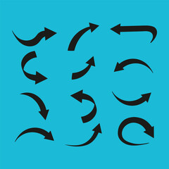 Directional arrow sign or curved icons set design