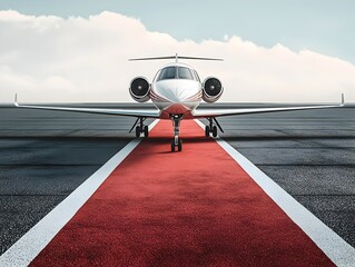 Private Luxury Jet on Exclusive Red Carpet Runway Symbolizing Exquisite Private Air Travel Experience