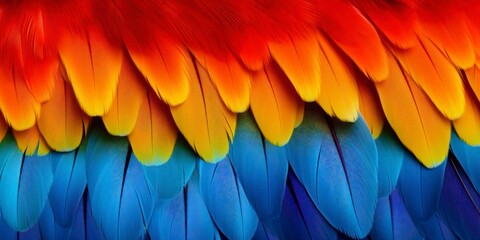 Fototapeta premium Macaw feathers background, Scarlet Macaw