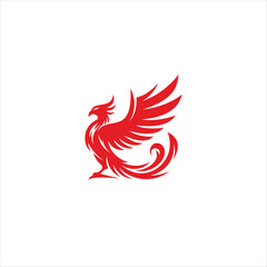 A majestic phoenix, its wings spread wide, embodying transformation and strength in bold red