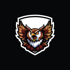 This striking owl design showcases intense features and vibrant colors, symbolizing strength and wisdom in an emblematic format
