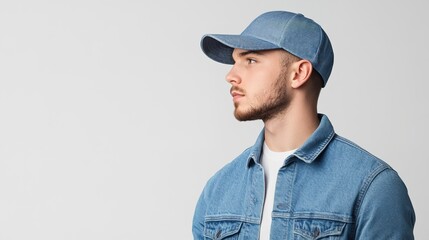 Stylish Young Man in Denim Cap and Jacket