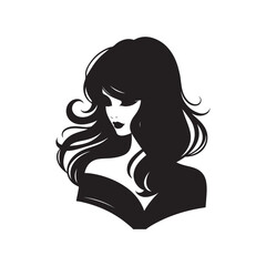Black Color Fashion Girl silhouette design Vector Illustration, Solid White Background 26.eps