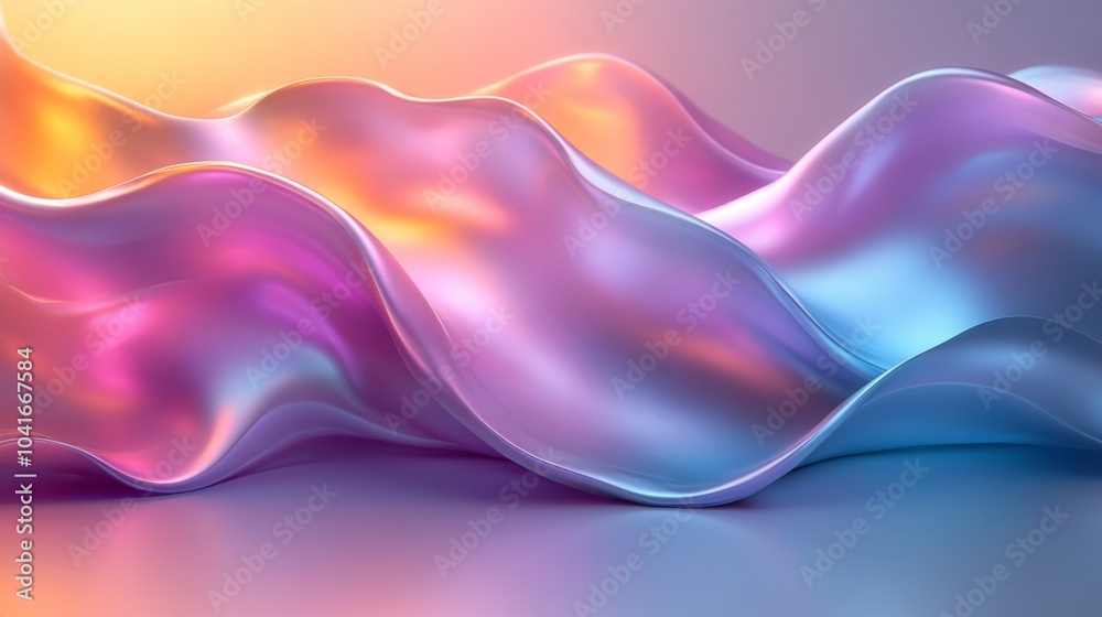 Poster a captivating display of flowing waves in soft pastel colors, seamlessly blending shades of blue, pi