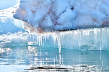 Ice melting in The Arctic Ocean.