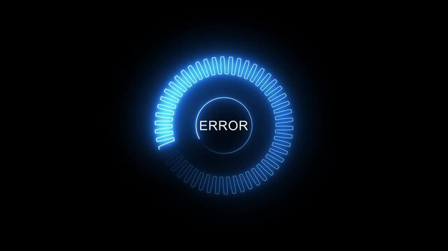 Critical error text with screen effects of technological failures. Abstract digital glitch effect with noise looped background. Error signal loop. Virus code and software hack concept.