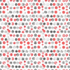 Snowflakes Seamless Pattern for Christmas Wrapping Paper Design, Red and Black on White Background
