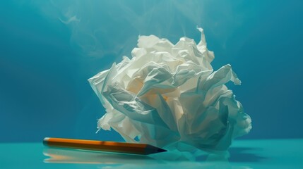 Fototapeta premium A simple piece of paper with a pencil stuck out, ready for writing or drawing