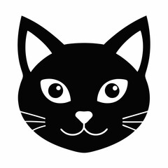 Cat face silhouette icon vector art illustration