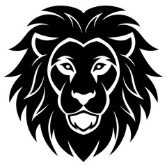 lion face silhouette icon vector art illustration