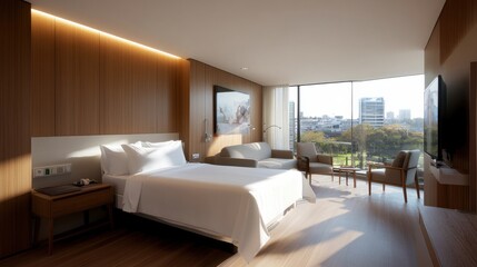 ヘルスケアデザインのためのパノラマシティビューを備えた豪華なプライベート病室