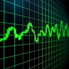 Futuristic financial chart high tech trading visualization with glowing lines and data points