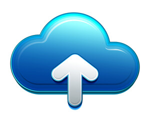 blue color cloud with arrow, upload icon