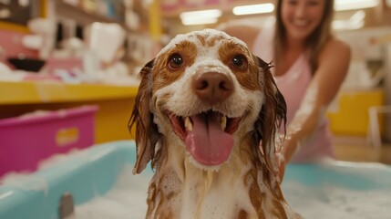 ペットケアサービスでは、入浴とグルーミングで愛犬を幸せに甘やかします