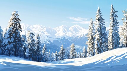 Winter mountain landscape. Snowy hill, slope. Winter sport. Skiing and snowboarding. active weekend
