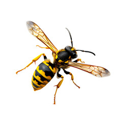 Realistic Hornet or Bee with Black and Yellow Stripes - Transparent