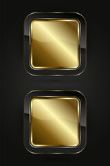 Set of two Luxury rectangles in premium vector design that used in premium web button for Black and gold button vector design.