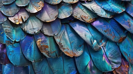 Fototapeta premium Vibrant Fish Scale Pattern in Rich Blue and Green Tones