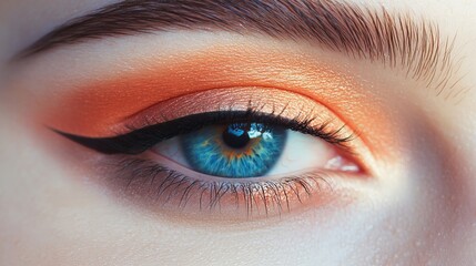 Obraz premium Makeup illustration of beautiful female eyes with long eyelashes. Hand drawn modern fashion illustration of a girl's face. Beauty background for black mascara cosmetic poster design. 