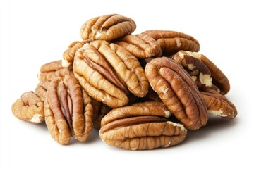 Fototapeta premium Pile of pecans stacked on top of each other, ideal for food and recipe photography or as a prop in still life compositions