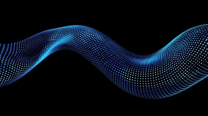 A mesmerizing blue wave of dots on a black background, symbolizing data flow and digital connectivity.